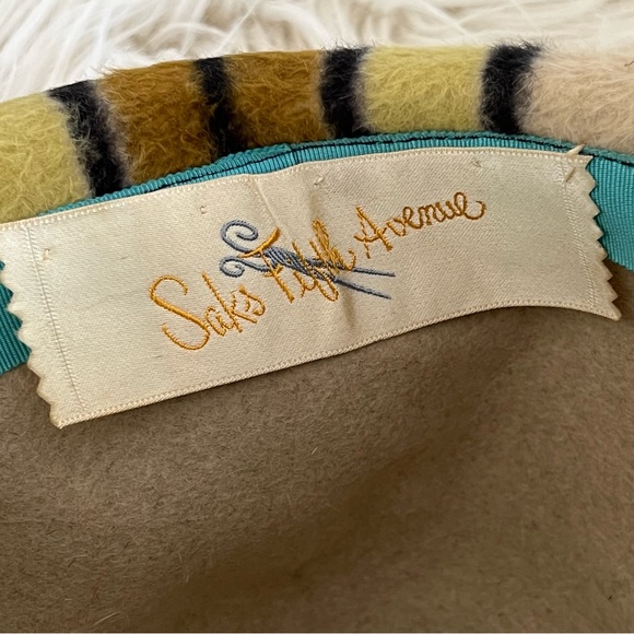 Yves Saint Laurent Vintage YSL Saks Fifth Avenue Boho Mod Striped Wool Hat RARE - Picture 9 of 16
